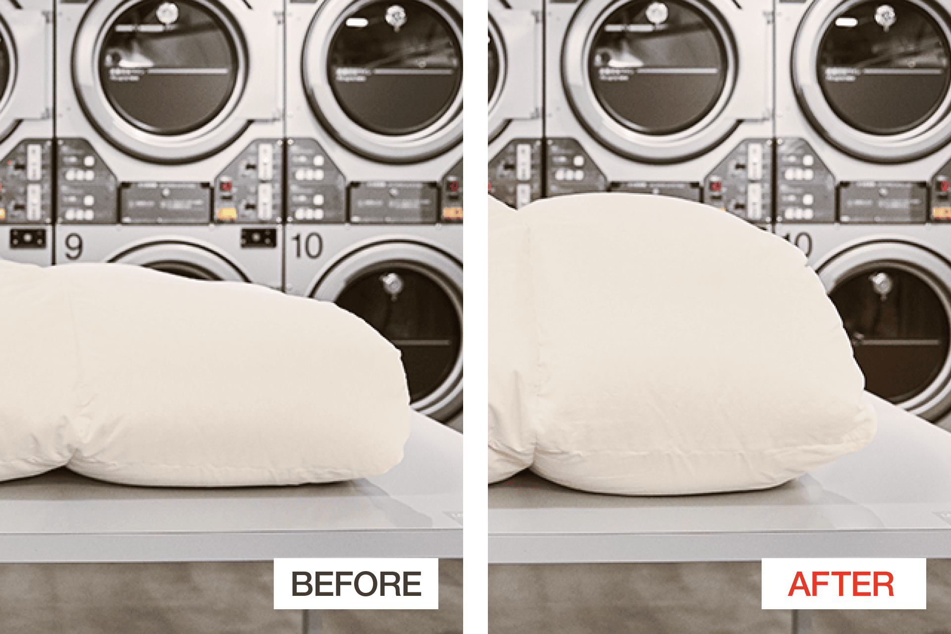 湿気を含んでしぼんだ羽毛ふとんも、タンブル効果によりふっくらと仕上がります。